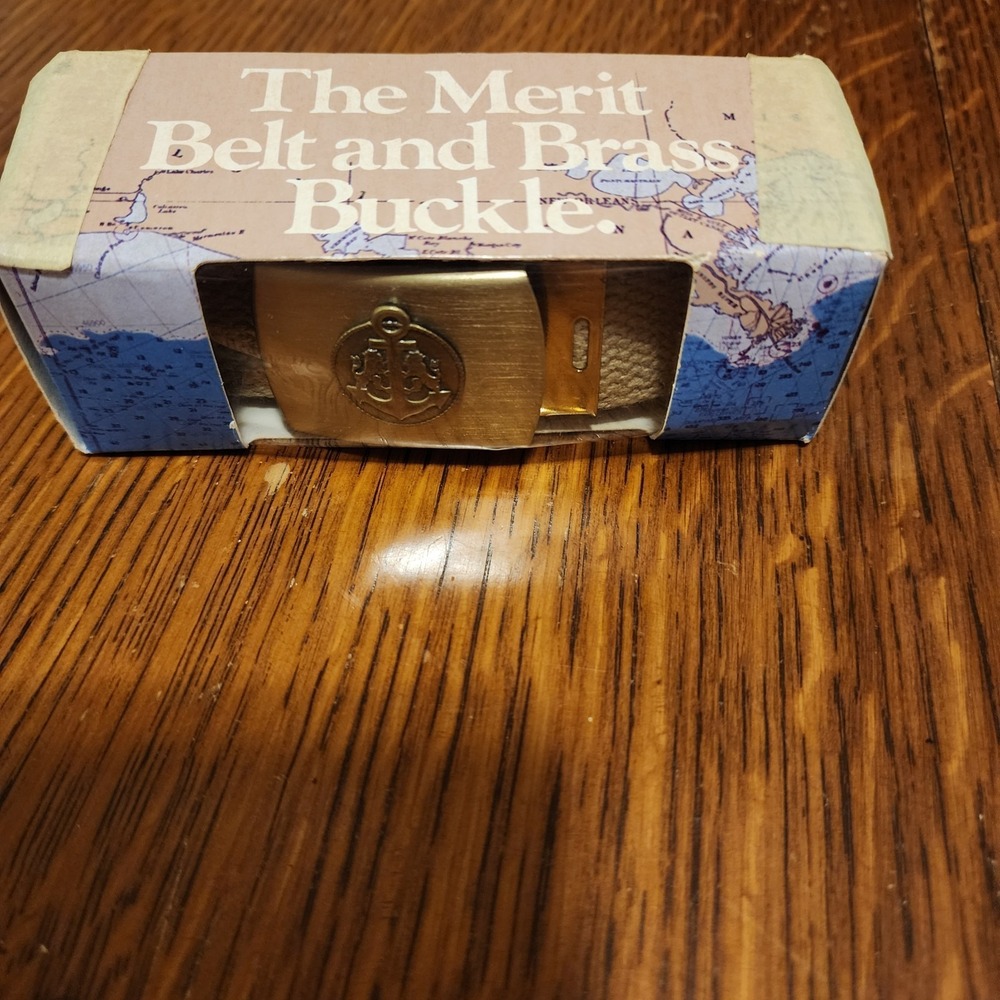 The‎ Merit Belt and Brass Buckle NEW in Box Naval